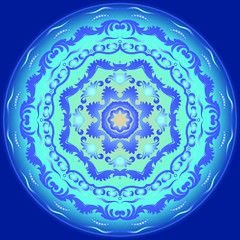 Decorative pattern. Oriental vintage round motif. The ornament. Abstract texture designs can be used for backgrounds, textile, wallpapers, gift wrapping, templates, shawl and tiles. Vector.