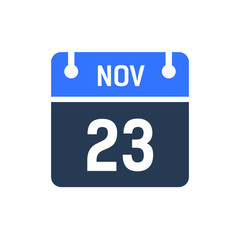 Calendar Date Icon - November 23 Vector Graphic
