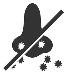 Vector no nasal virus spread flat icon. Vector pictograph style is a flat symbol no nasal virus spread icon on a white background.