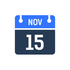 Calendar Date Icon - November 15 Vector Graphic