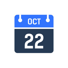 Calendar Date Icon - October 22 Vector Graphic