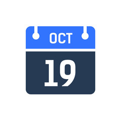 Calendar Date Icon - October 19 Vector Graphic