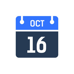 Calendar Date Icon - October 16 Vector Graphic