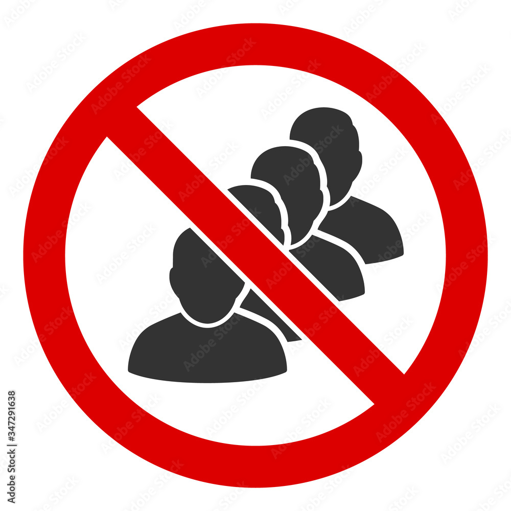 Poster vector stop people queue flat icon. vector pictograph style is a flat symbol stop people queue icon 