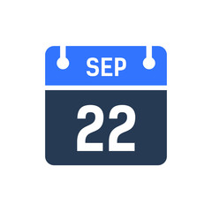 Calendar Date Icon - September 22 Vector Graphic
