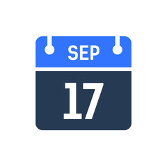 Calendar Date Icon - September 17 Vector Graphic
