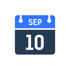 Calendar Date Icon - September 10 Vector Graphic