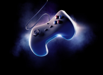 3D rendering of a vintage game controller © fergregory