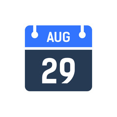 Calendar Date Icon - August 29 Vector Graphic