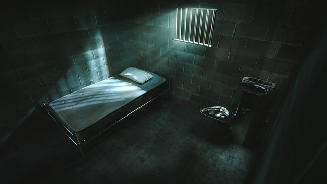 3D rendering of a dark cell at night
