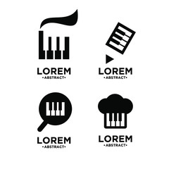 set collection custom black piano logo icon design