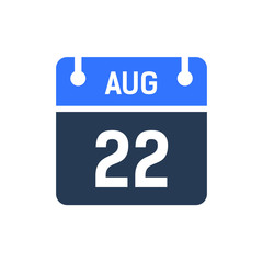 Calendar Date Icon - August 22 Vector Graphic