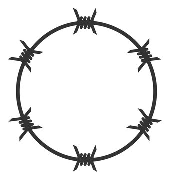 Vector barbed wire circle flat icon. Vector pictograph style is a flat symbol barbed wire circle icon on a white background.
