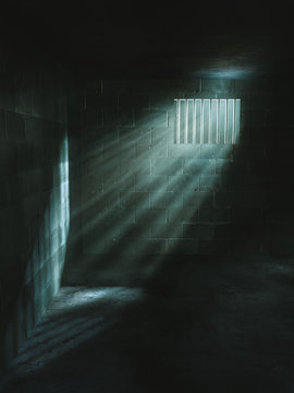 3D rendering of a dark cell at night