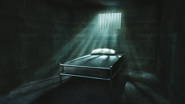 3D rendering of a dark cell at night