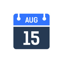Calendar Date Icon - August 15 Vector Graphic