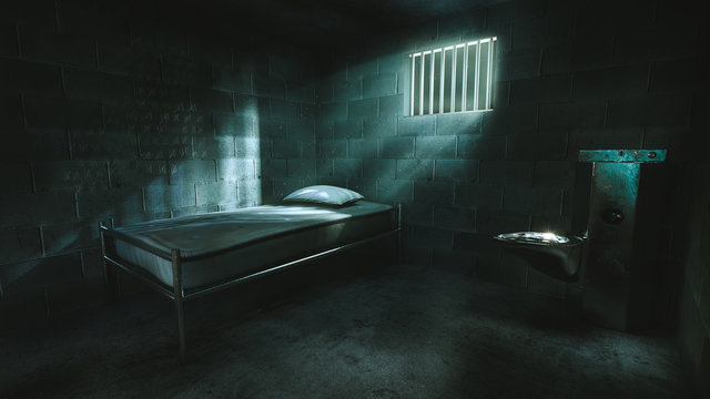 3D rendering of a dark cell at night