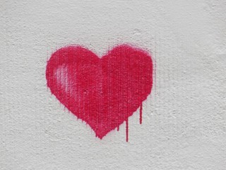 Red Heart Graffiti On Wall