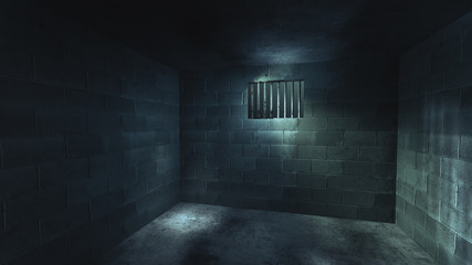 3D rendering of a dark cell at night