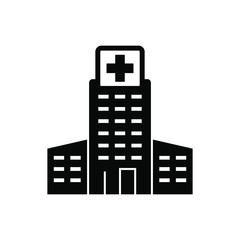 Hospital Icon Vector in black flat design on white background