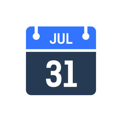 Calendar Date Icon - July 31 Vector Graphic