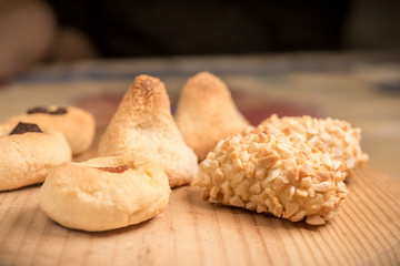 Picture of tipical autumn catalonian sweets, the panellets. Made of potato, sugar and almond they are comsumed in large numbers during halloween days.