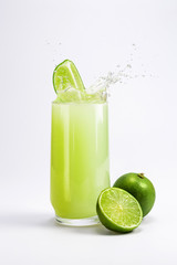 Lemonade lemon juice in splashing glass splash