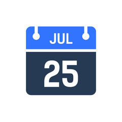 Calendar Date Icon - July 25 Vector Graphic