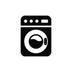 washing machine icon vector in black flat design on white background