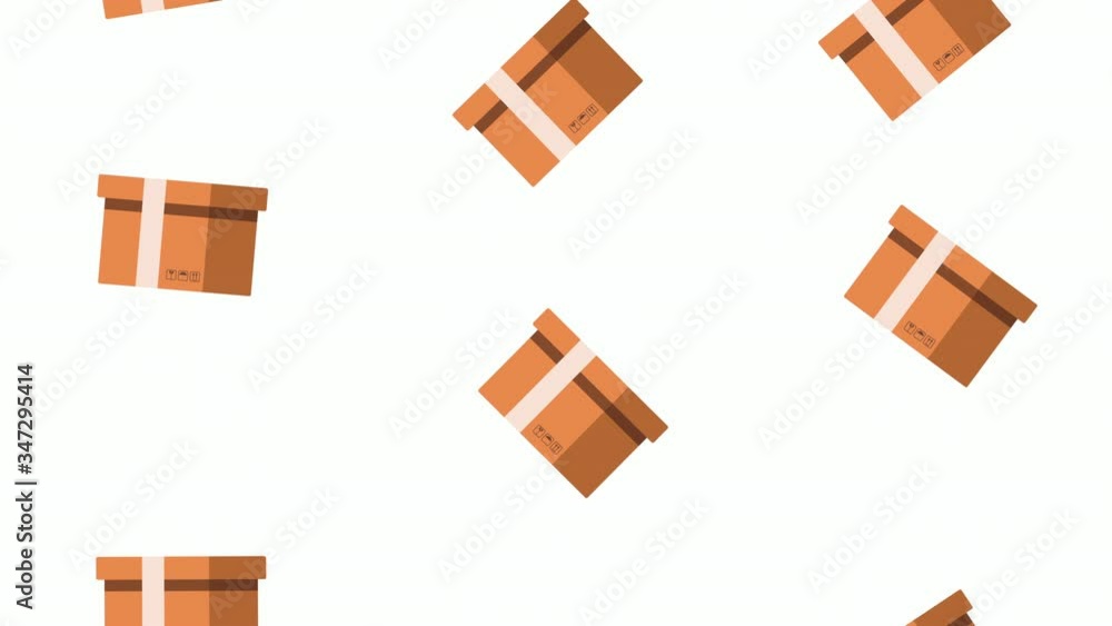 Poster delivery service boxes carton pattern animation