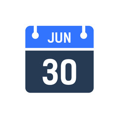 Calendar Date Icon - June 30 Vector Graphic
