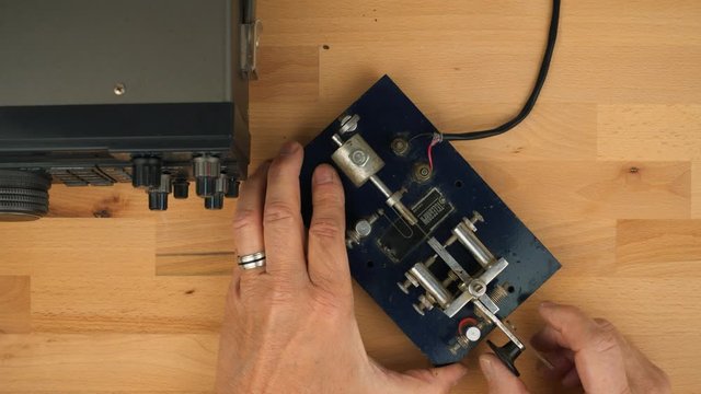 Sending a Morse code message on a shortwave ham radio set