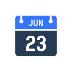 Calendar Date Icon - June 23 Vector Graphic