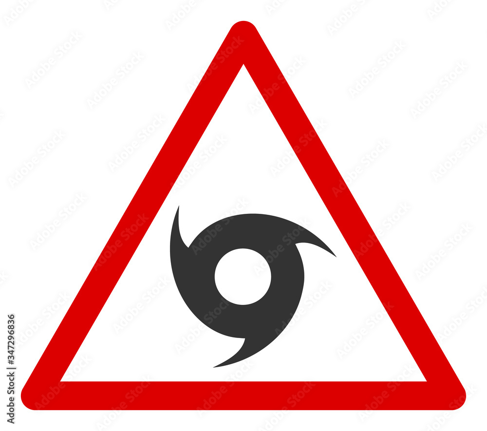 Poster vector cyclone warning flat icon. vector pictogram style is a flat symbol cyclone warning icon on a 
