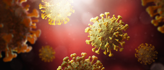 High contrast image of a virus under a microscope. 3D Illustration/Rendering