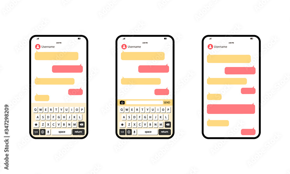 Poster social network messenger page template. message chat bubbles vector icons on an isolated white backg