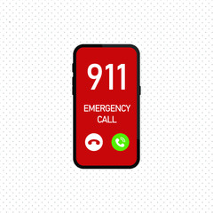 Emergency call, 911, police, ambulance, fire department, call, phone Flat design, vector illustration