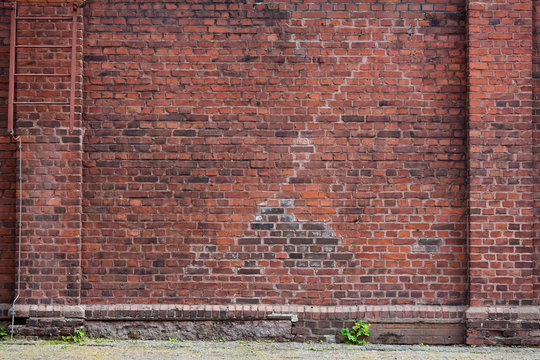 Urban architecture, old red brick wall background