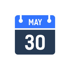 Fototapeta premium Calendar Date Icon - May 30 Vector Graphic