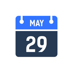 Calendar Date Icon - May 29 Vector Graphic