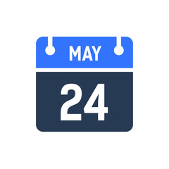 Calendar Date Icon - May 24 Vector Graphic