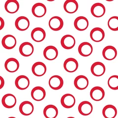 Foto op Plexiglas Abstracte geometrische naadloze patroon met holle cirkels. Eenvoudige rode abstracte achtergrond. Ontwerp voor print, stof, textiel, meubels, verpakkingen © Iryna