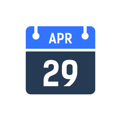 Calendar Date Icon - April 29 Vector Graphic