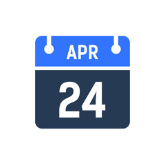 Fototapeta premium Calendar Date Icon - April 24 Vector Graphic
