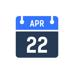 Calendar Date Icon - April 22 Vector Graphic