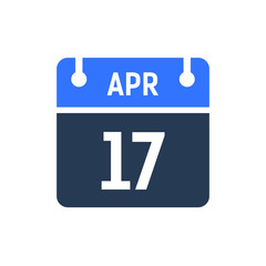 Calendar Date Icon - April 17 Vector Graphic