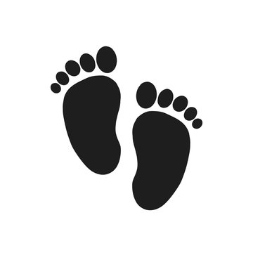 Children's footprint. Traces of bare feet. Vector illustration of bare footprints. Trace symbol.