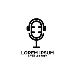 Obraz premium simple modern abstract podcast mic logo icon design
