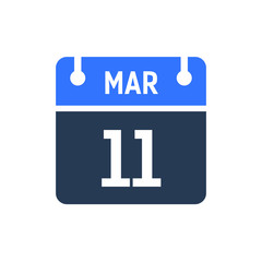 Calendar Date Icon - March 11 Vector Graphic