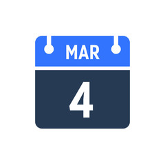 Calendar Date Icon - March 4 Vector Graphic